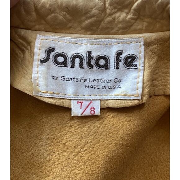 Vtg Santa Fe Leather floral embossed Shirt jacket womens S tan western boho USA - Picture 14 of 16